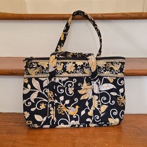 Vera Bradley "Yellow Bird" Black and Gold Quilted Bag